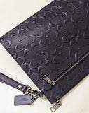 Coach F75914 Structured Pouch Leather Signature Debossed Black