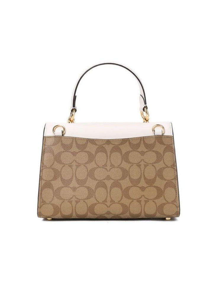 Coach F76620 Tilly Top Handle Signature Khaki Chalk Balilene