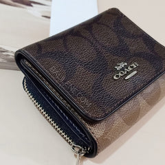 Coach F78081 Small Trifold Wallet Signature Brown Midnight