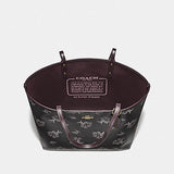 Coach F78283 Reversible City Tote Ribbon Bouqt Black Pink Multi Oxblood