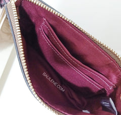 Coach F80151 Corner Zip Box Wristlet Signature Metalik Khaki Wine