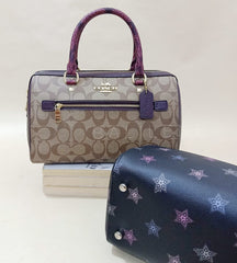 Coach F89005 Rowan Satchel Signature Khaki Multi