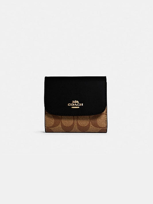 Coach F87588 Signature Small Wallet Khaki Black