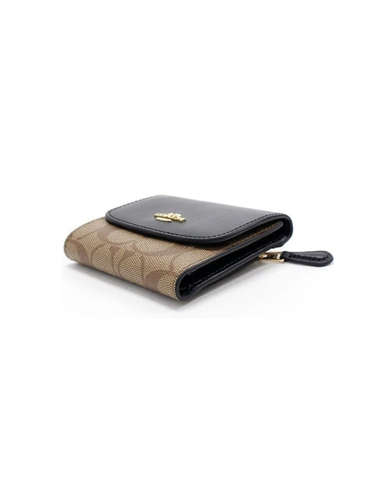 Coach F87588 Signature Small Wallet Khaki Black