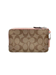 Coach F87591 Double Zip Corner Small Signature Khaki Petal