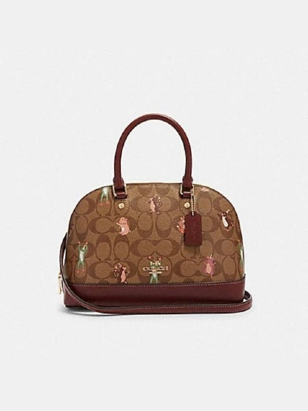Coach F87661 Mini Sierra Signature Animal Khaki Pink Multi