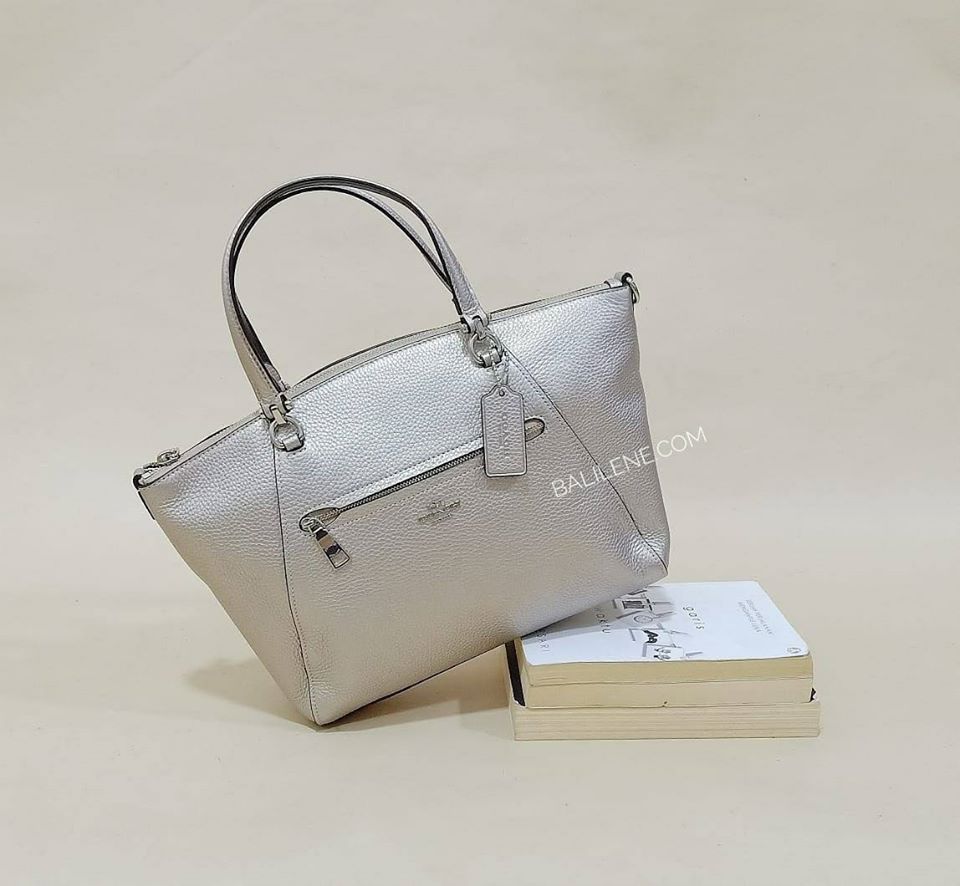 Coach F87686 Prairie Metallik Pabble Leather Platinum
