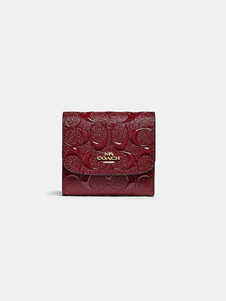 Coach F88907 Small Wallet Signature Debossed Cherry