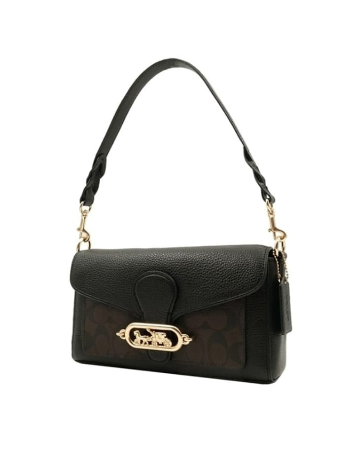 Coach F90782 Jade Shoulder Bag Pabbled Leather Brown Black – Balilene