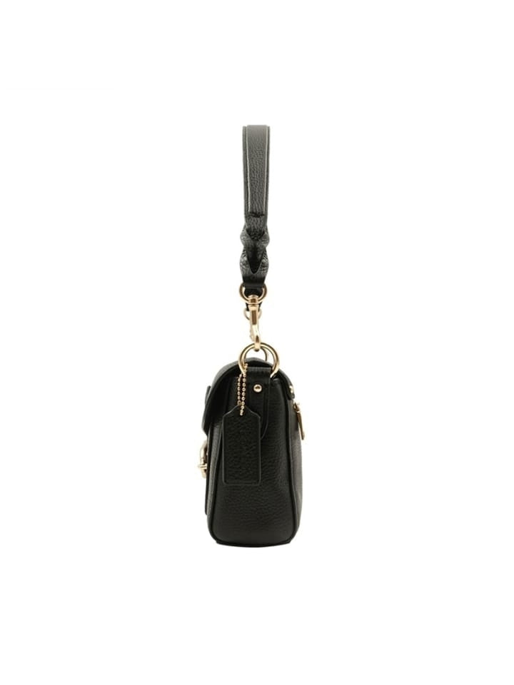 Coach F90782 Jade Shoulder Bag Pabbled Leather Brown Black