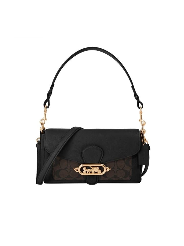 Coach F90782 Jade Shoulder Bag Pabbled Leather Brown Black