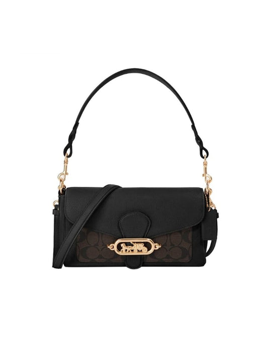 Coach F90782 Jade Shoulder Bag Pabbled Leather Brown Black