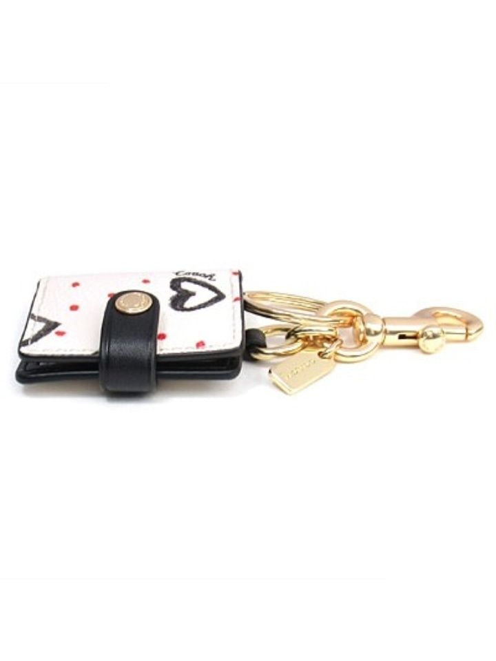Coach 377 Picture Frame Bag Charm Crayon Hearts Print Pink Multi