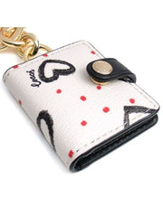 Coach 377 Picture Frame Bag Charm Crayon Hearts Print Pink Multi