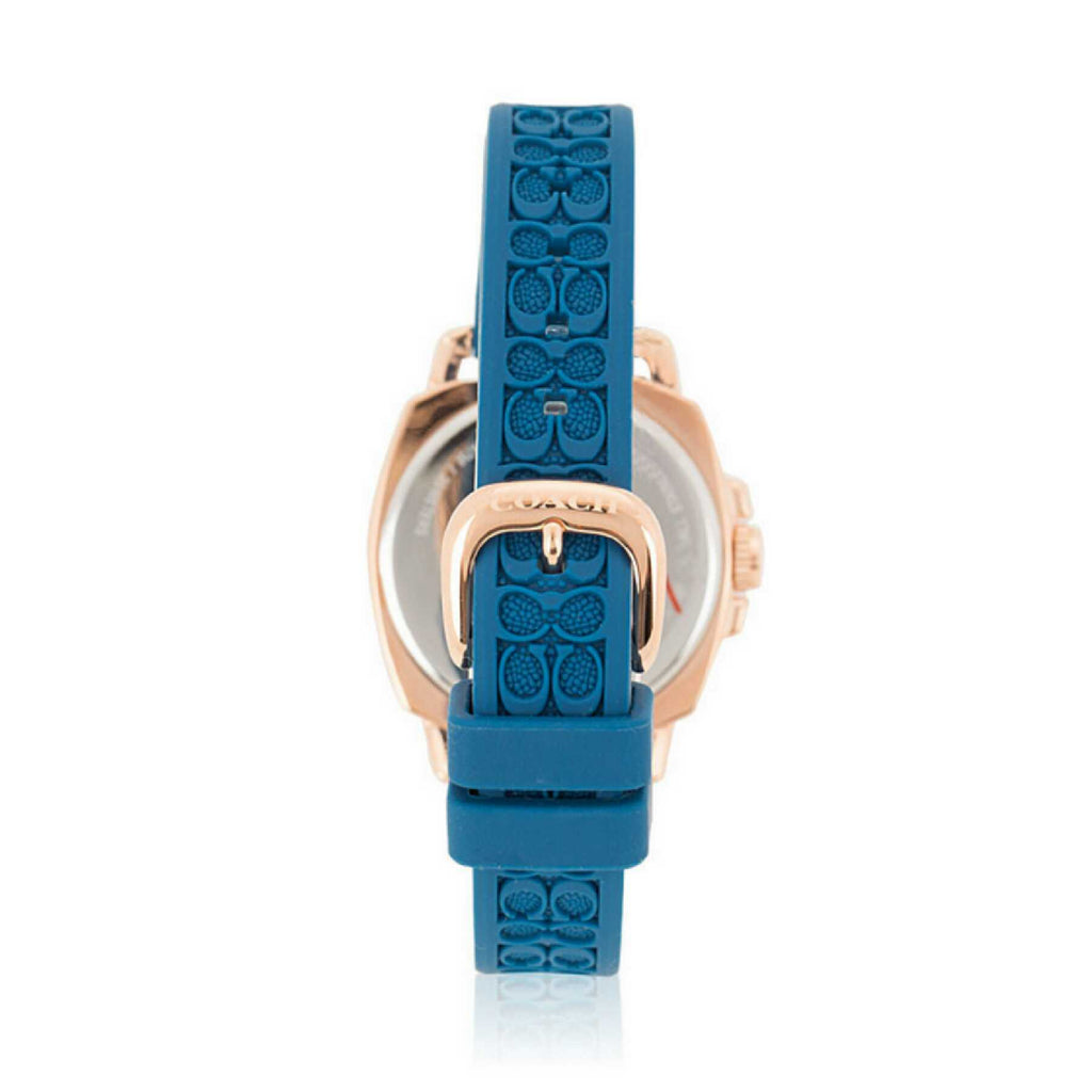 Coach 14502095 Mini Boyfriend Rose Gold Dial Blue Silicone Strap Watch