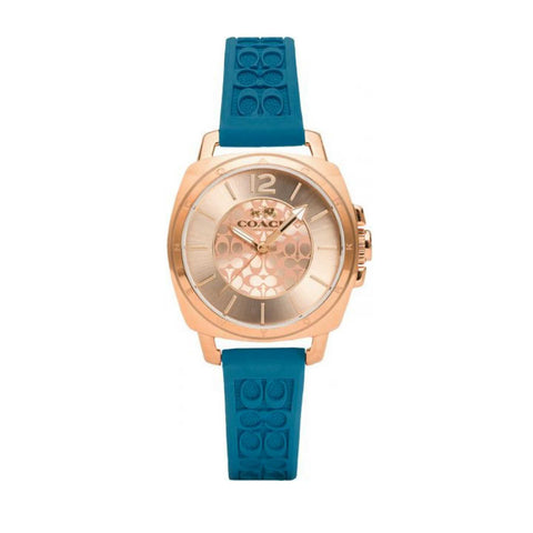 Coach 14502095 Mini Boyfriend Rose Gold Dial Blue Silicone Strap 