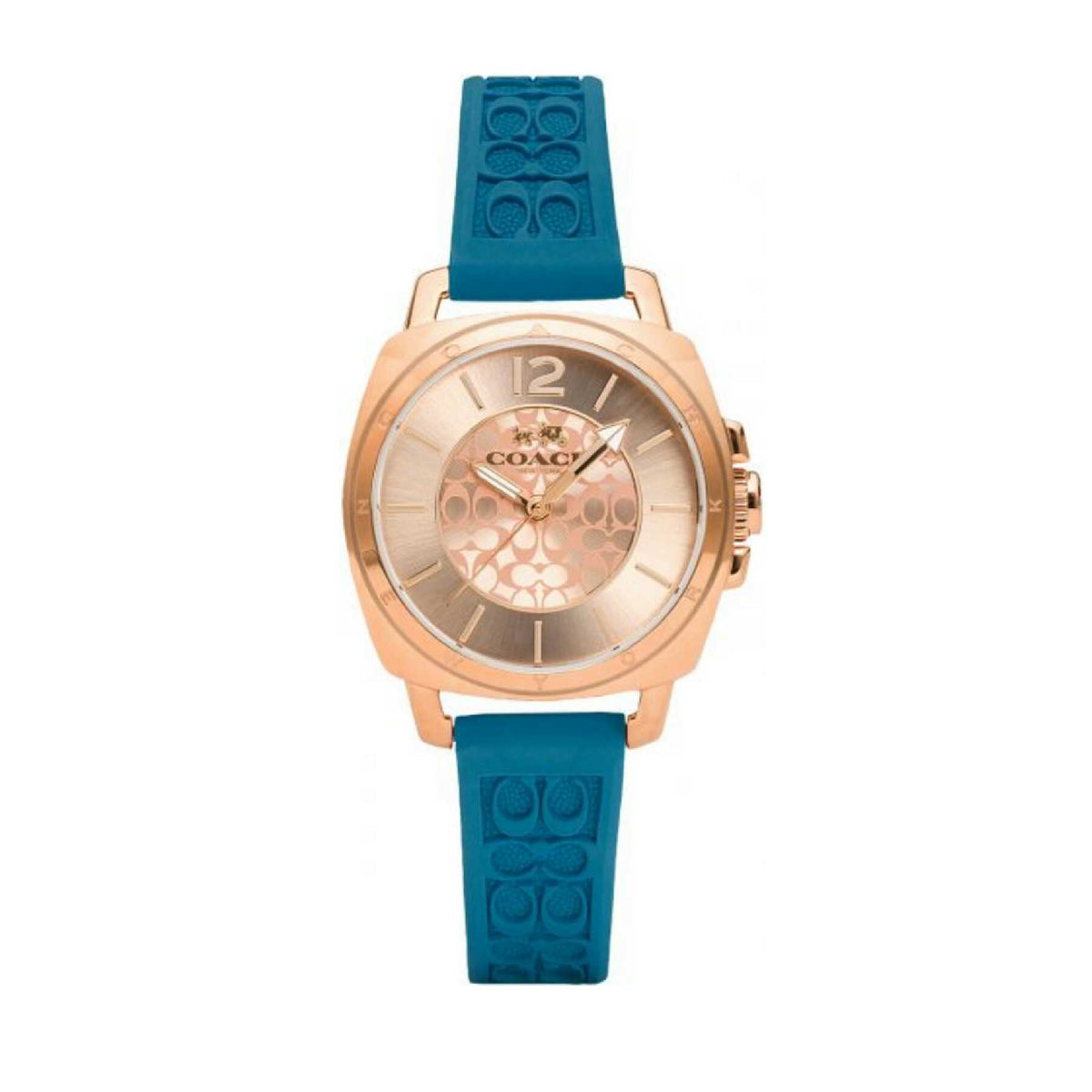 Coach 14502095 Mini Boyfriend Rose Gold Dial Blue Silicone Strap Watch