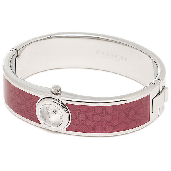 Coach 14502621 Women Scout Stainless Steel Red Cerise Silver Watch Bangle