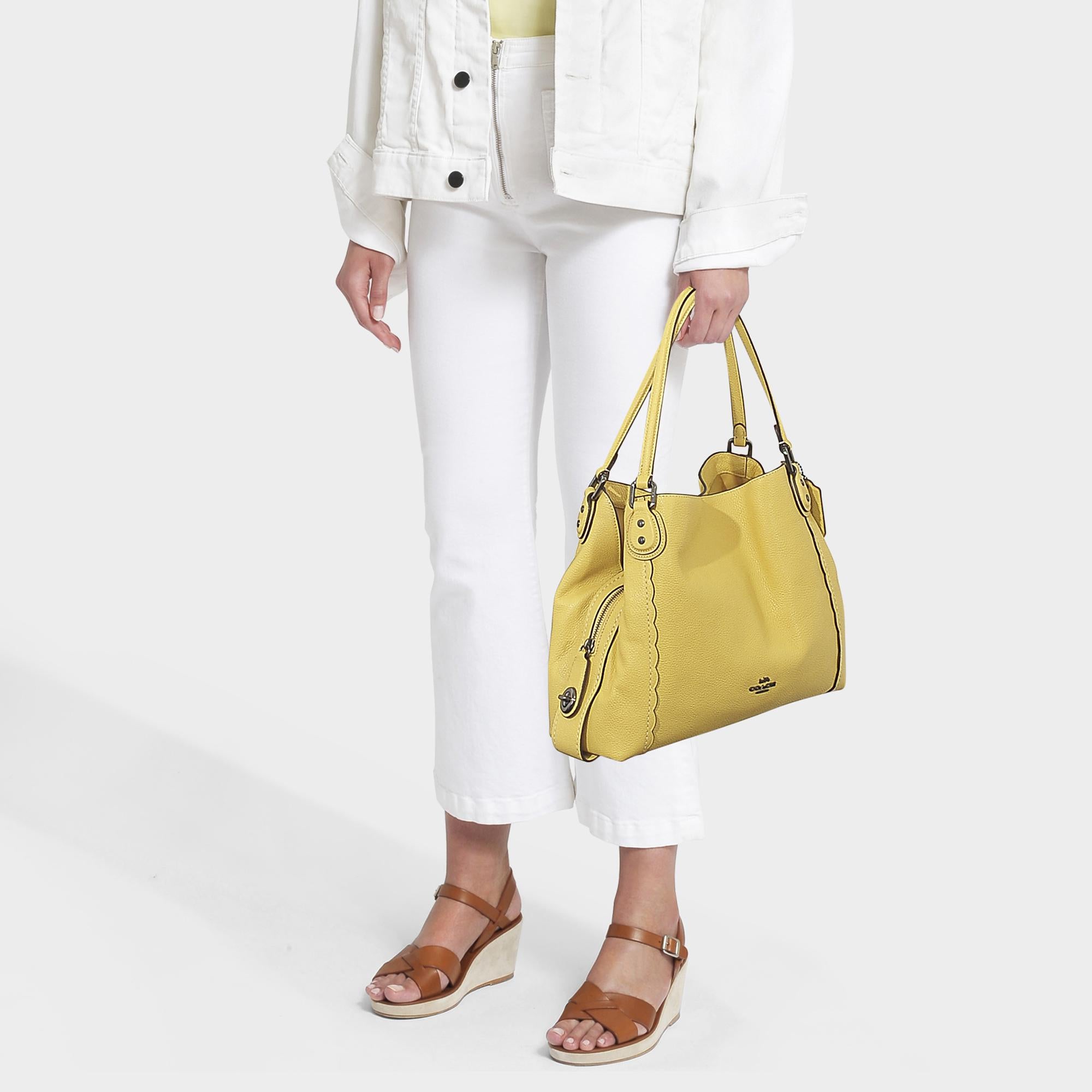 Coach 29800 Scalloped Edie 31 Shoulder Handbag Pebble Leather Sunflower