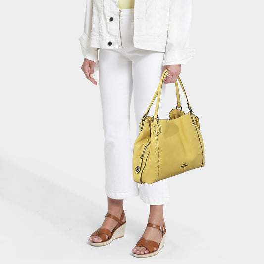 Coach 29800 Scalloped Edie 31 Shoulder Handbag Pebble Leather Sunflower