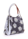 Coach 31699 Edie 31 Signature Rose Shoulder Bag In Charcoal/sky