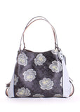 Coach 31699 Edie 31 Signature Rose Shoulder Bag In Charcoal/sky