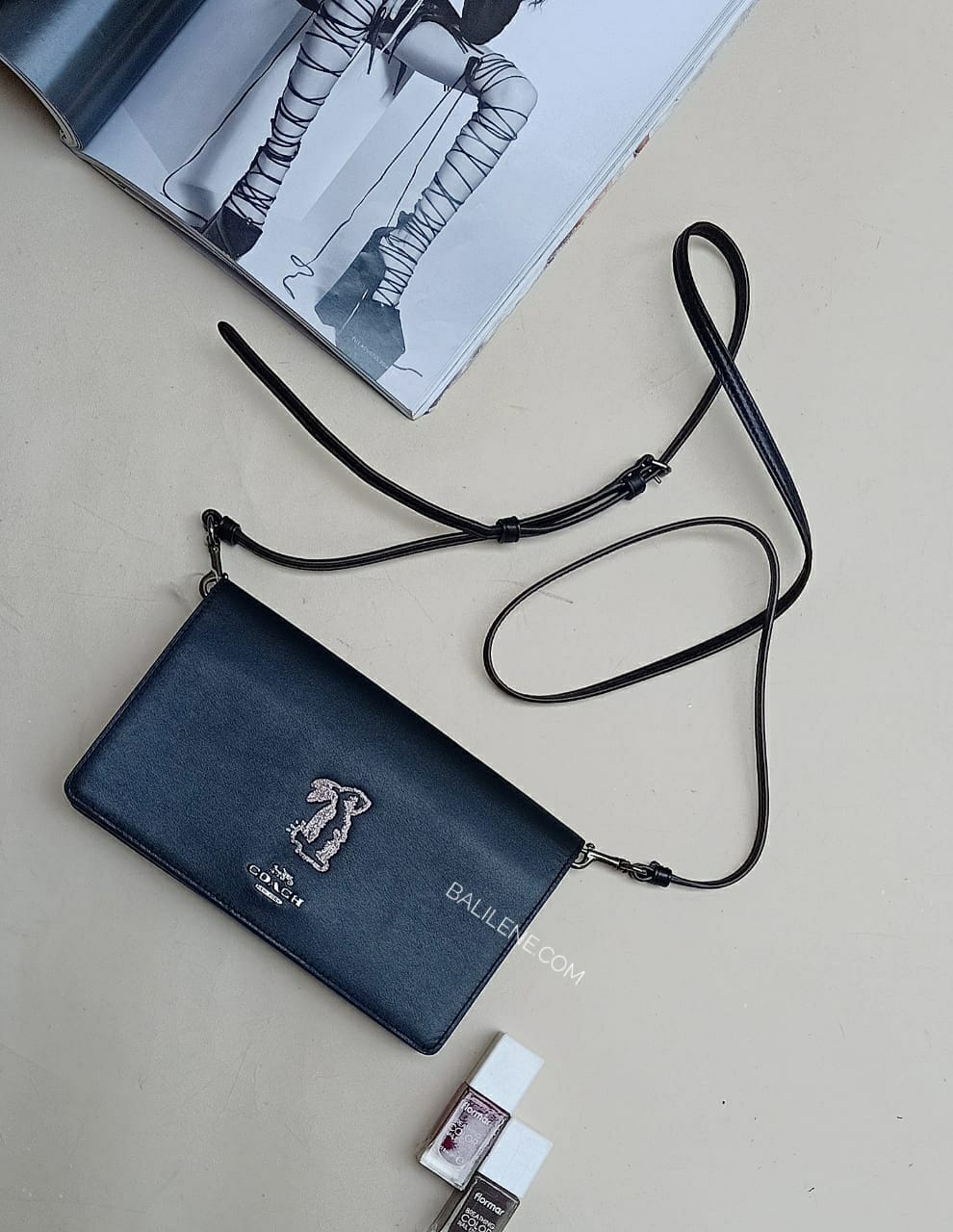 Coach 39314  X Selena Foldover Cross-body Clutch With Bunny Black