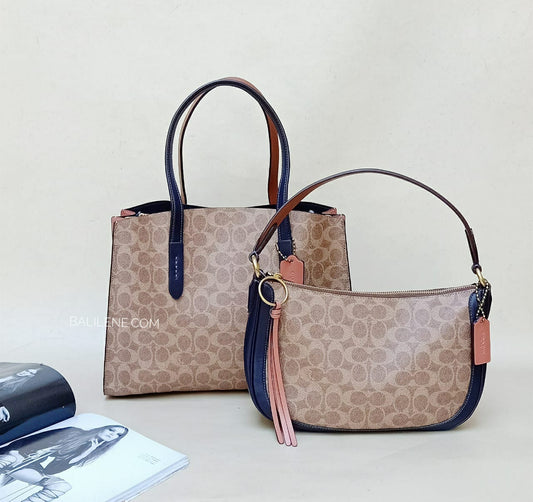 Coach 69481 Charlie Carryall in Colorblock Signature Canvas in Beige/Brown