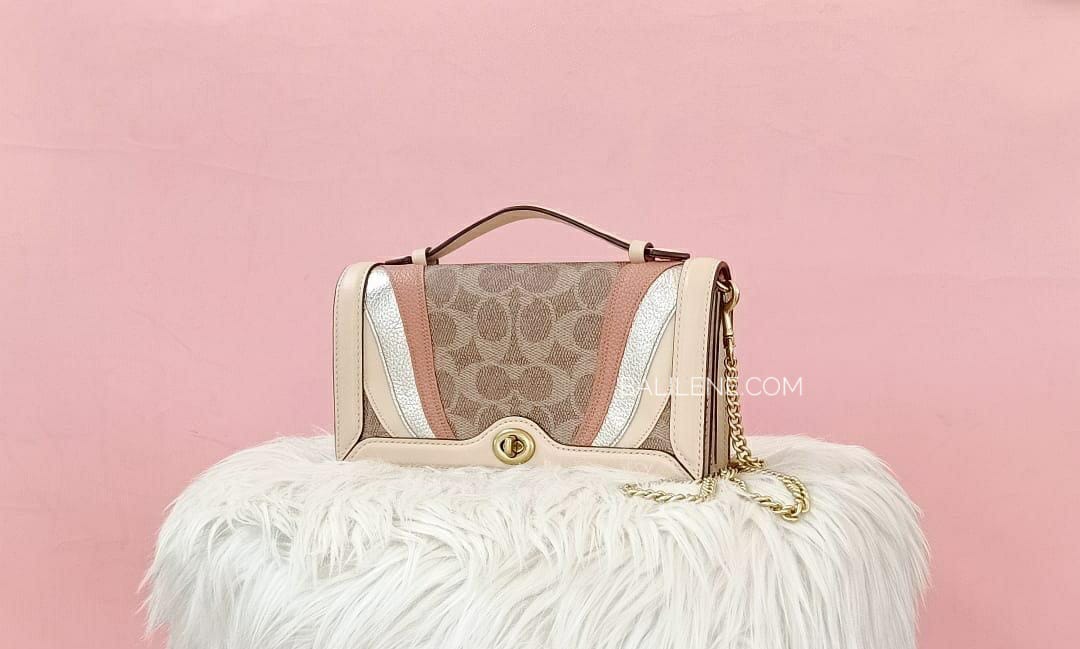 Coach 71483 Riley Chain Clutch Sig With Wave Patchwork
