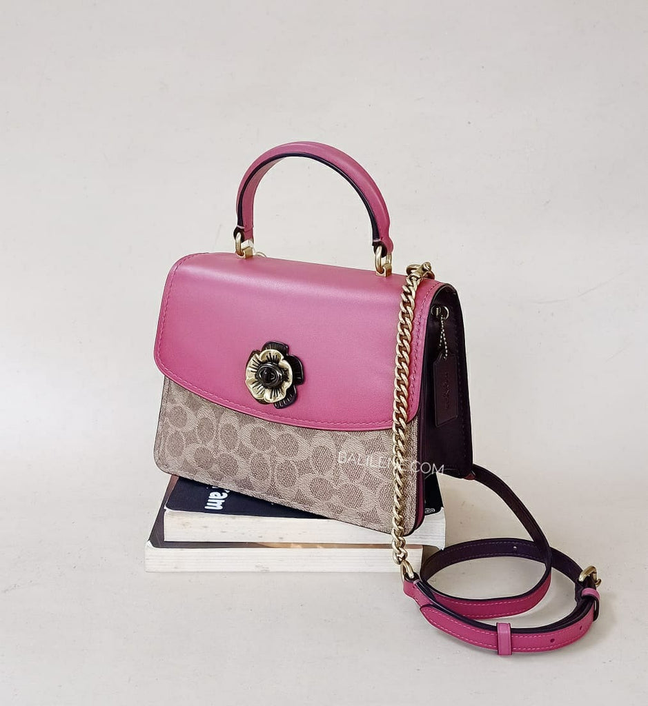 Coach 79274 Parker Top Handle Sig Tan Dusty Pink