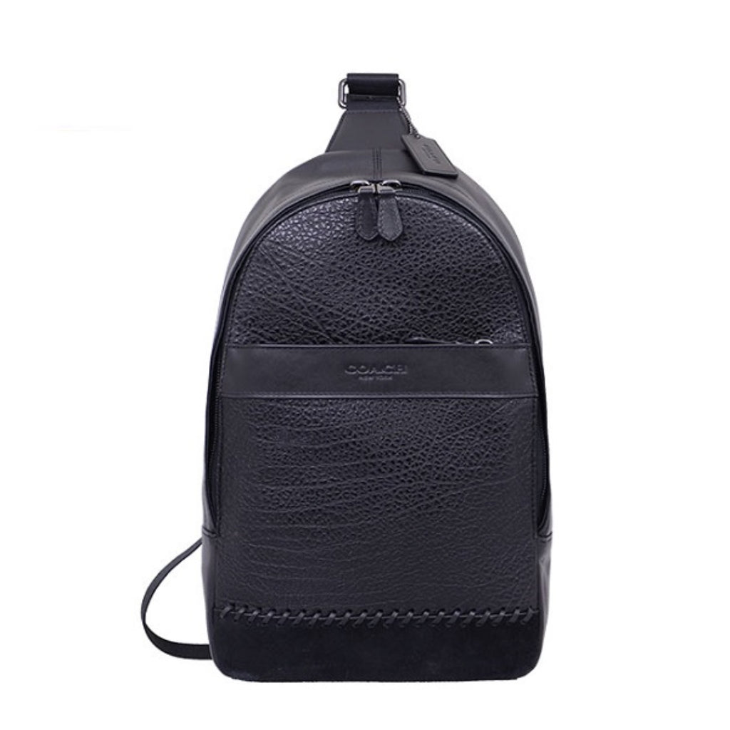 coach charles backpack sling Tas Coach F11236 Charles Messenger With Baseball Stitch Black Leather – Balilene