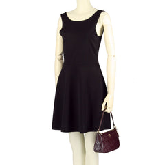 Coach F56518 Top Handle Pouch In Signature Debossed Patent Leather Dark Purple