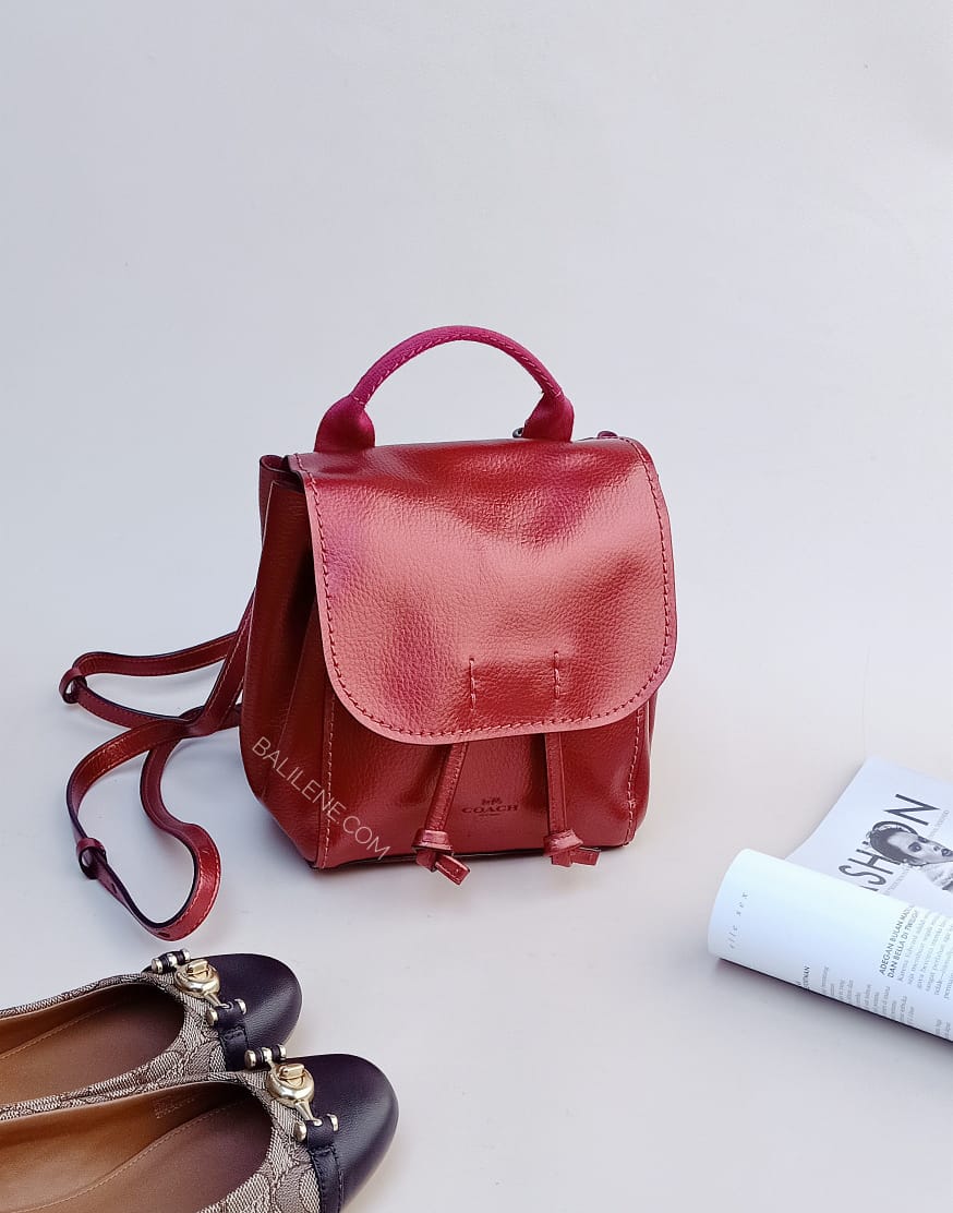derby backpack in pebble leather Coach F16605 Derby Backpack Metallic Hot Pink – Balilene