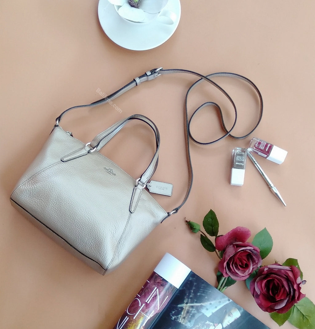 Coach F22316 Metallic Pebble Leather Mini Kelsey Platinum