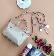 Coach F22316 Metallic Pebble Leather Mini Kelsey Platinum