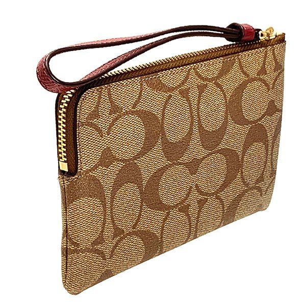 Coach F22713 Boxed Corner Zip Wristlet Metallic Colorblock Light Gold