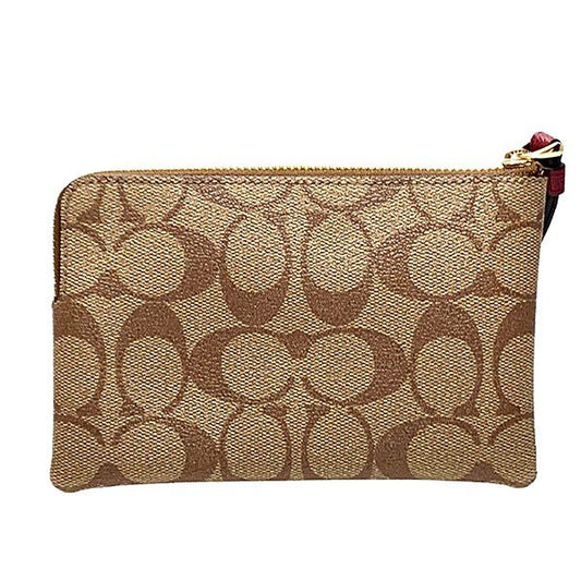 Coach F22713 Boxed Corner Zip Wristlet Metallic Colorblock Light Gold
