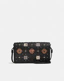 Coach F25681 Ott Prairie Rivets Foldover Crossbody Clutch Black