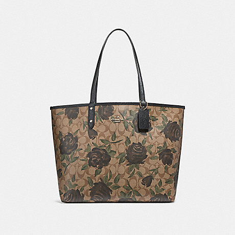 Coach F25874 Reversible City Tote With Camo Rose Floral Print