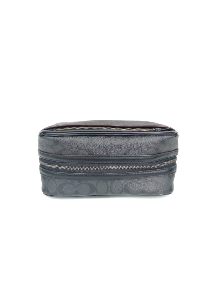 Coach F26073 Travel Kit In Signature Canvas Black Oxblood