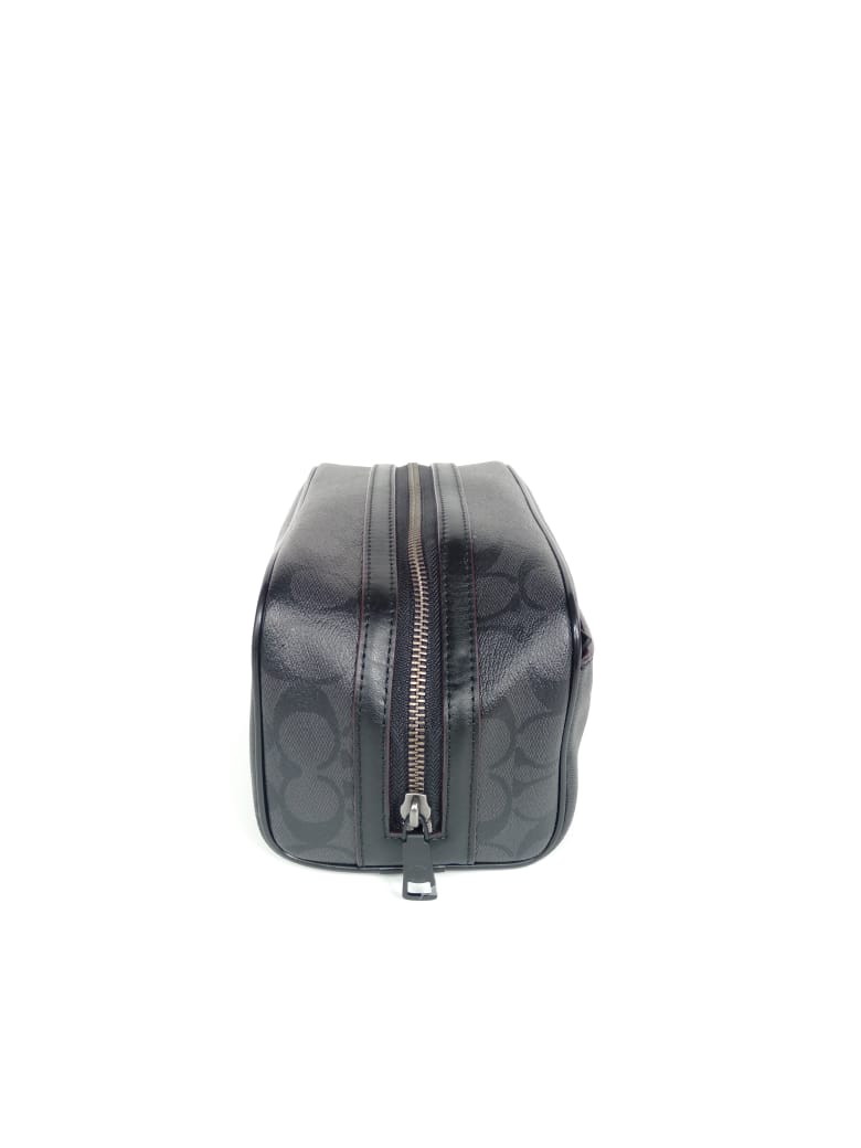 Coach F26073 Travel Kit In Signature Canvas Black Oxblood