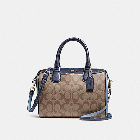 Coach F26154 Mini Bennett Satchel Colorblock Signature Khaki/Midnight Pool