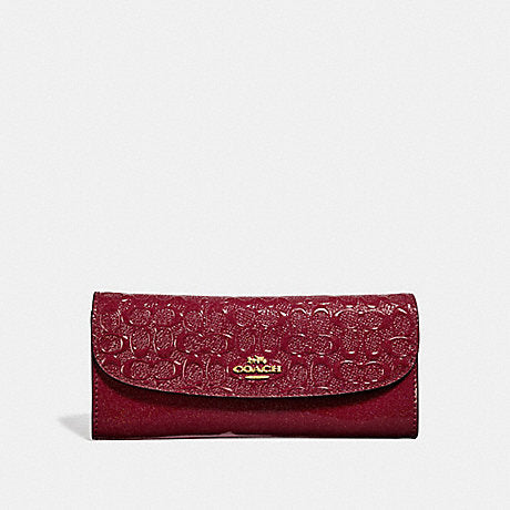 Coach F26814 Soft Wallet In Signature Leather Cherry