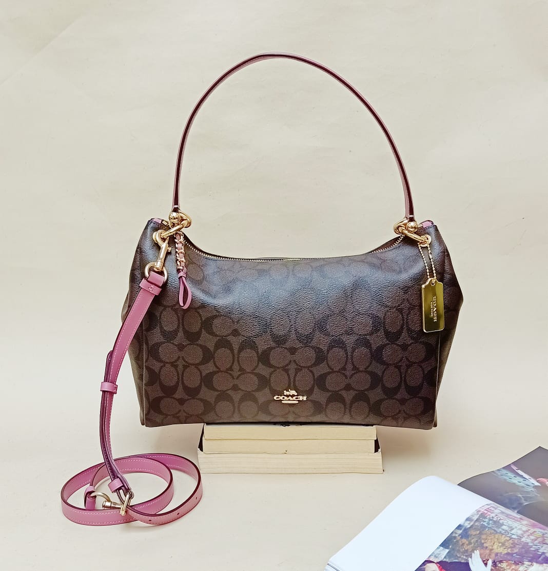 Coach F28967 Mia Signature Brown Pink Rose