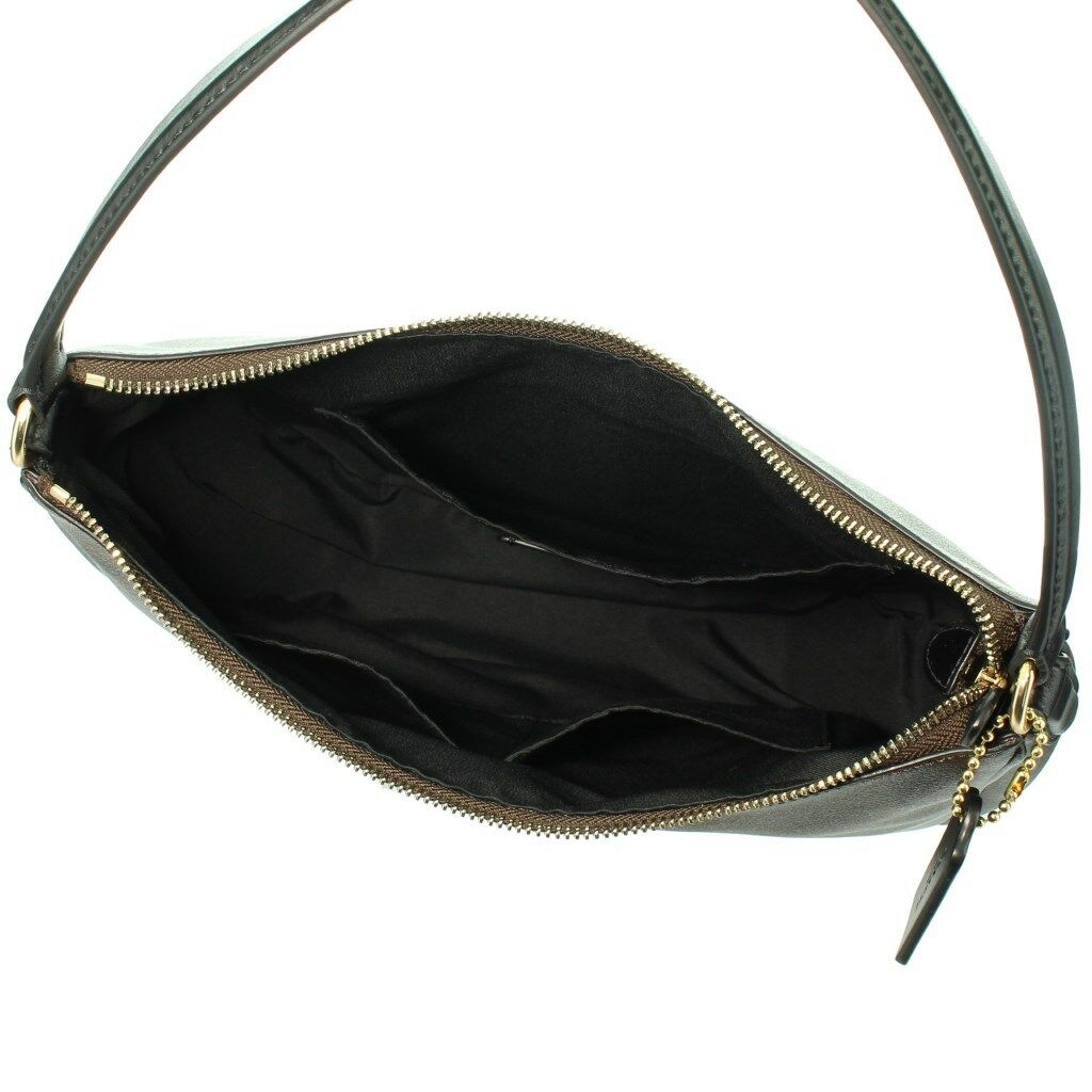 Coach  F29209 Signature Zip Shoulder Bag Brown Black