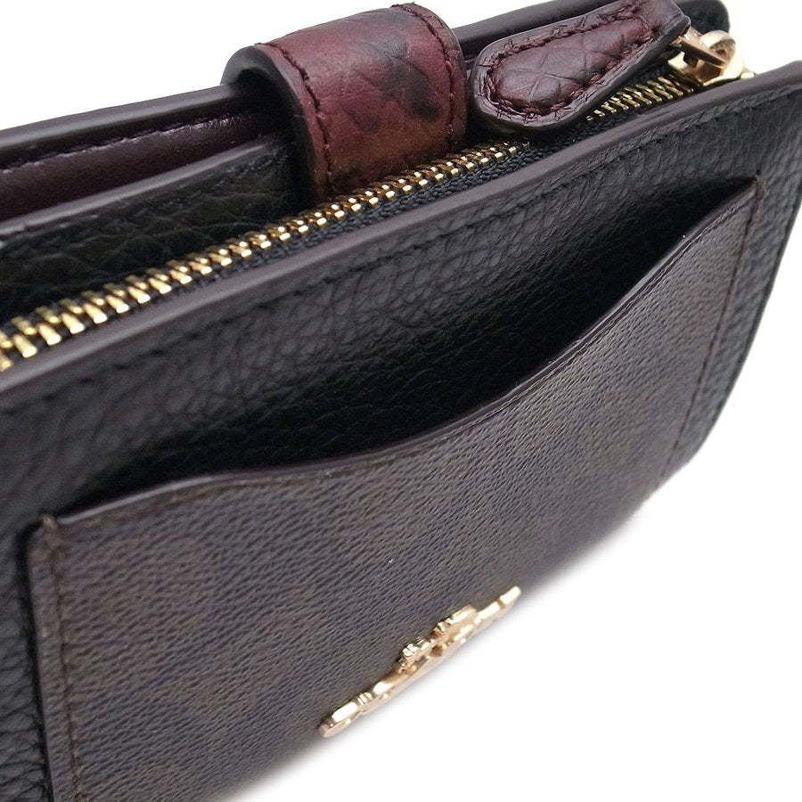 Coach F31949 Medium Corner Zip Wallet In Signature Collorblock Brown Black