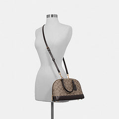 Coach F31977 Mini Sierra Satchel In Signature Canvas Khaki Oxblood
