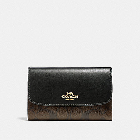 Coach F32485 Medium Envelope Wallet In Signature Canvas Brown Black