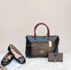 Coach F34280 Emma Sacthel Signature Colorblock Brown Black Multi