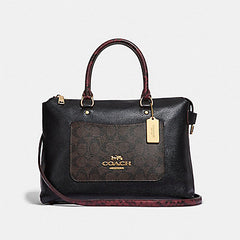 Coach F34280 Emma Sacthel Signature Colorblock Brown Black Multi